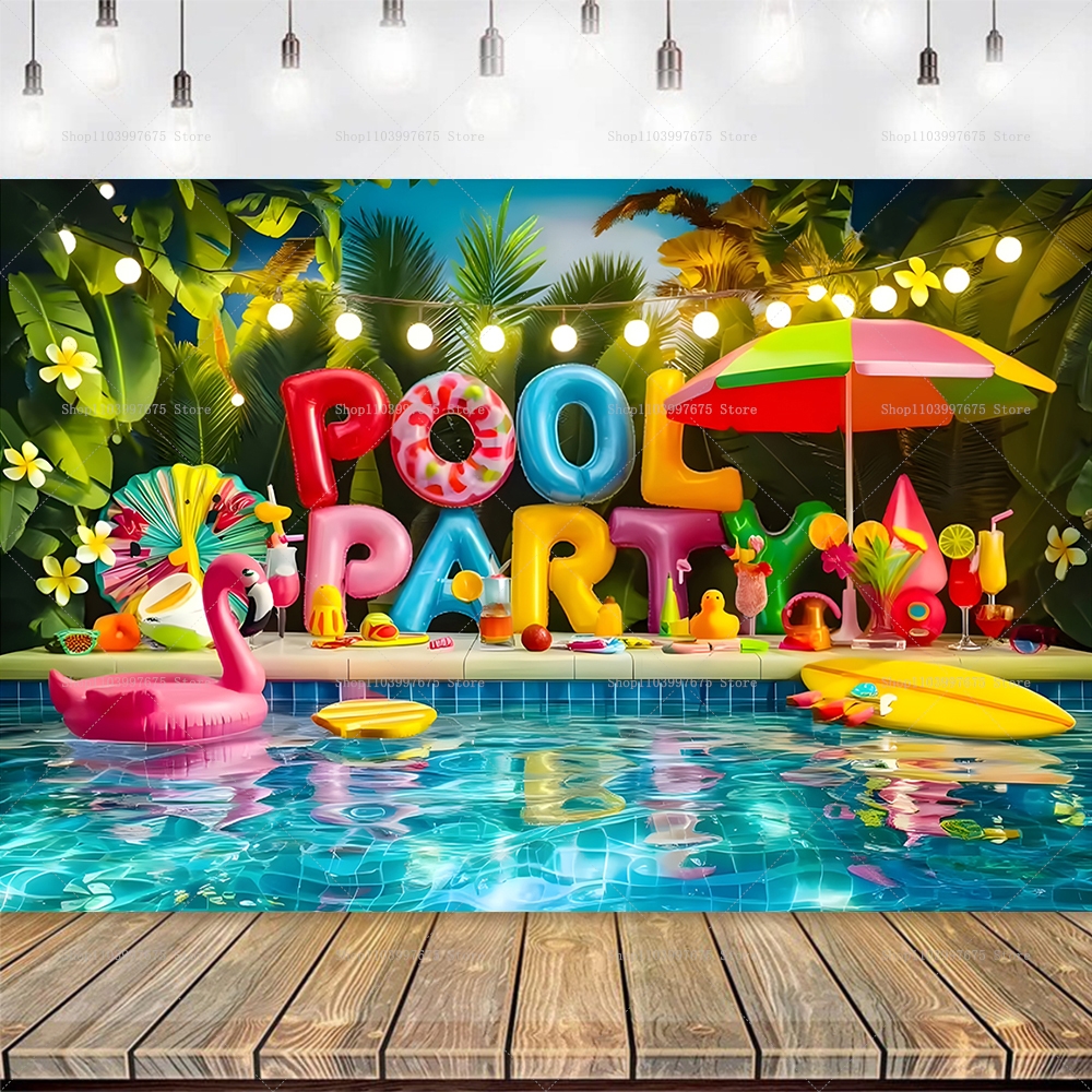 Summer Pool Party Backdrops Ho - Baby Clothing Hawaii 评论和价格