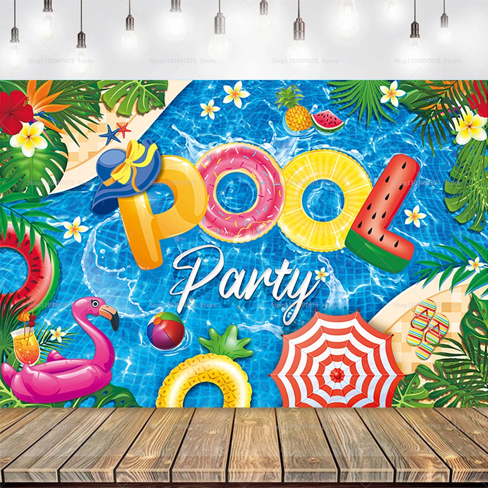 Summer Pool Party Backdrops Ho - Baby Clothing Hawaii 评论和价格