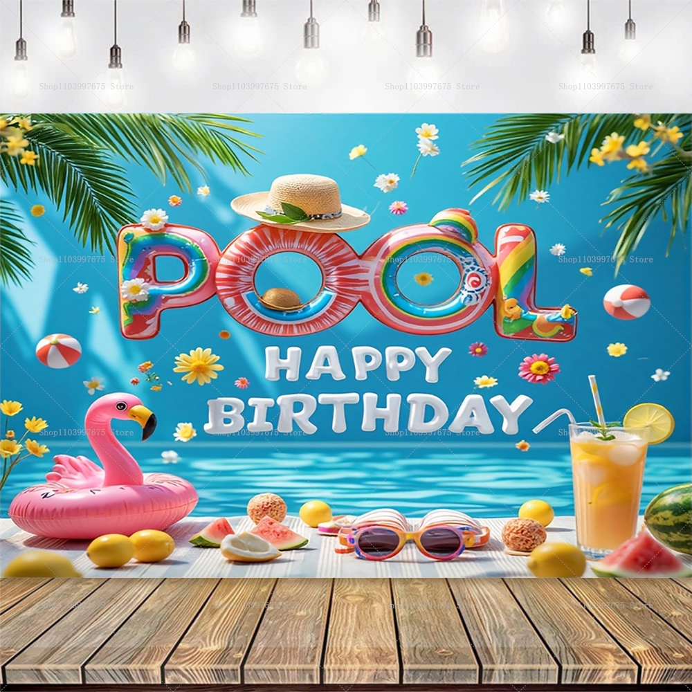 Summer Pool Party Backdrops Ho - Baby Clothing Hawaii 评论和价格